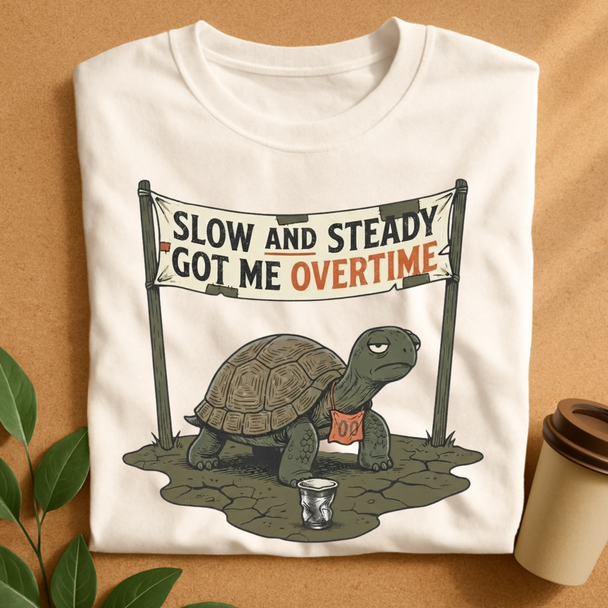 Slow and Steady Got Me Overtime Turtle T-Shirt