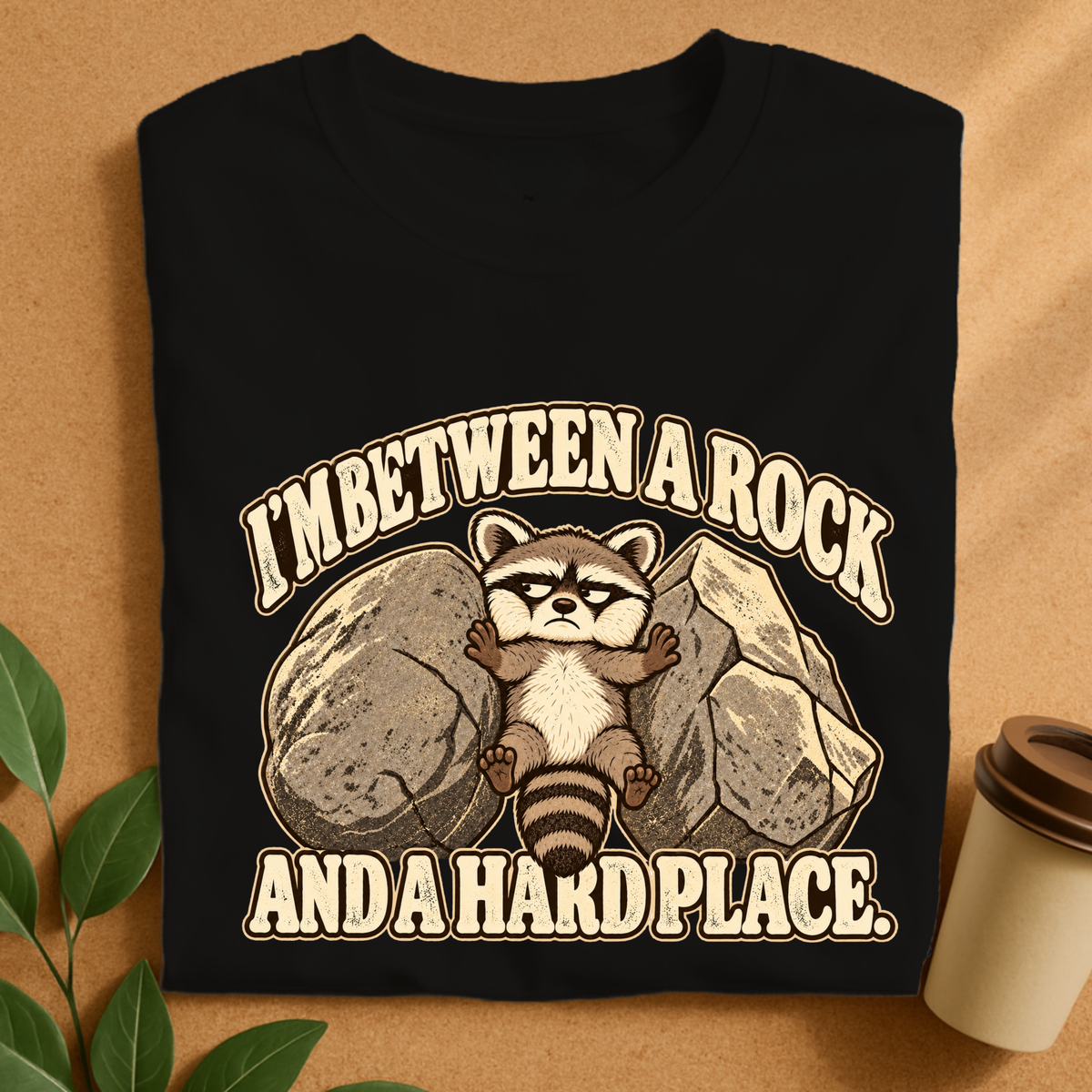 Between a Rock and a Hard Place Raccoon T-Shirt