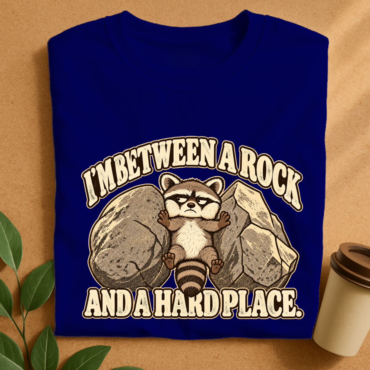 Between a Rock and a Hard Place Raccoon T-Shirt
