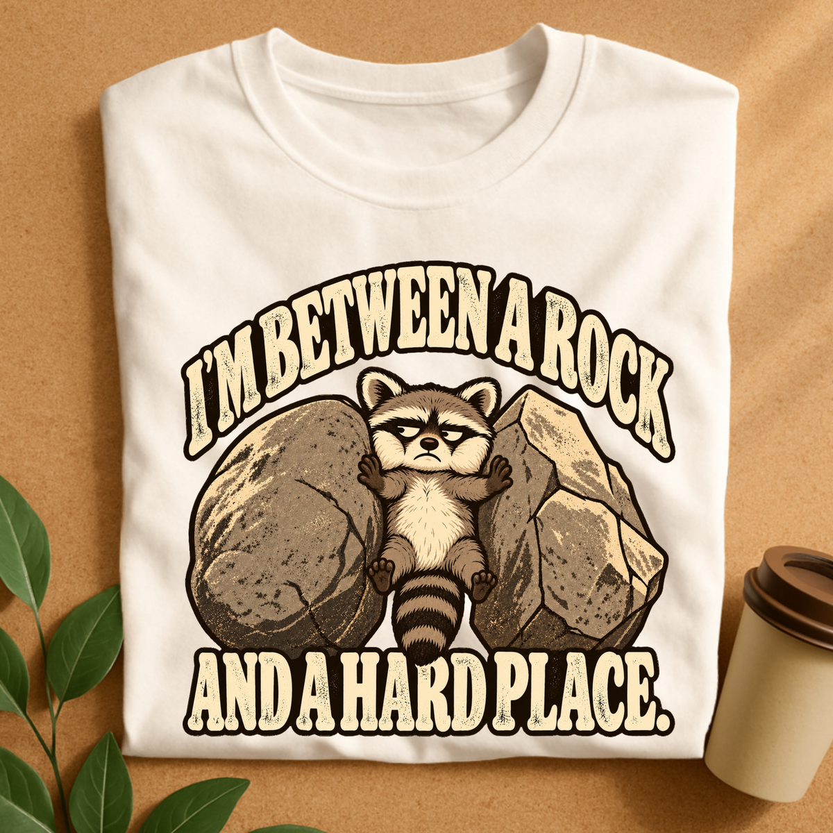 Between a Rock and a Hard Place Raccoon T-Shirt