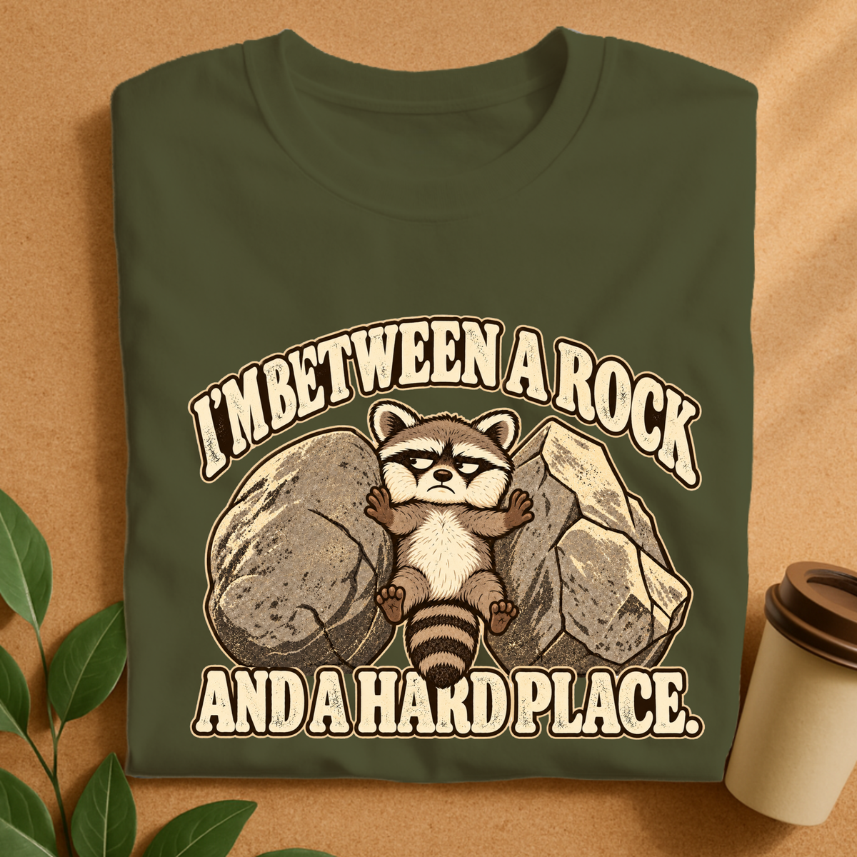 Between a Rock and a Hard Place Raccoon T-Shirt