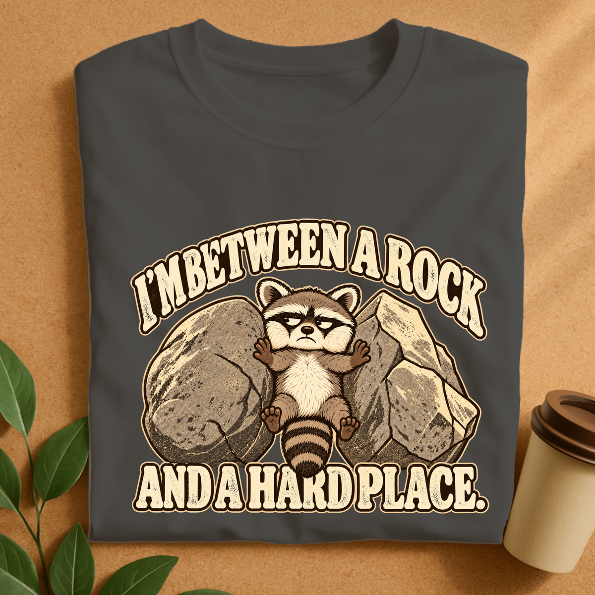 Between a Rock and a Hard Place Raccoon T-Shirt