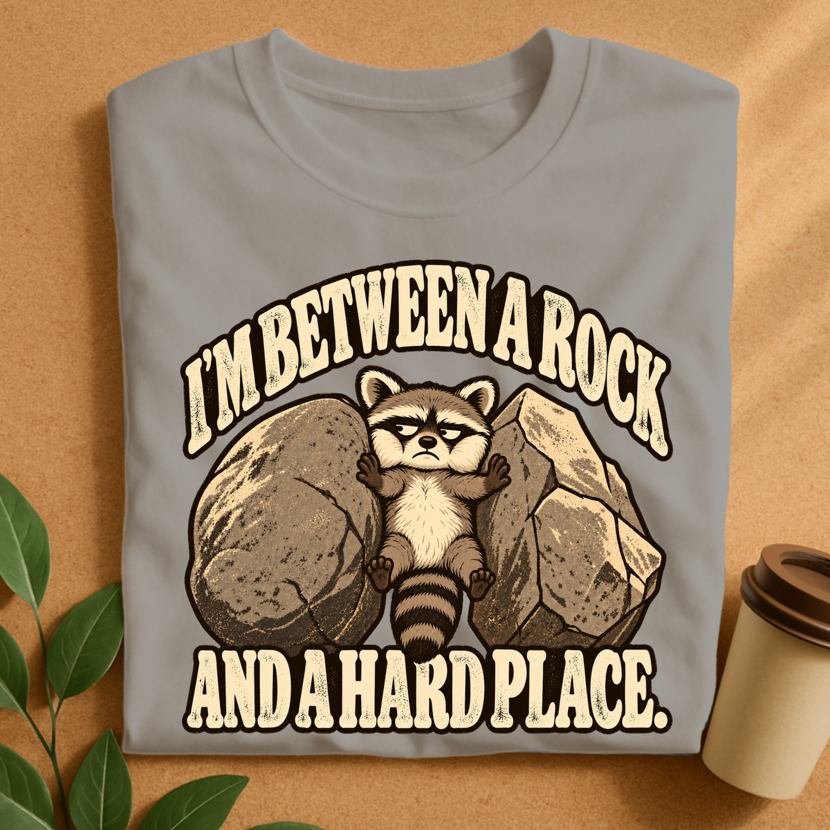 Between a Rock and a Hard Place Raccoon T-Shirt