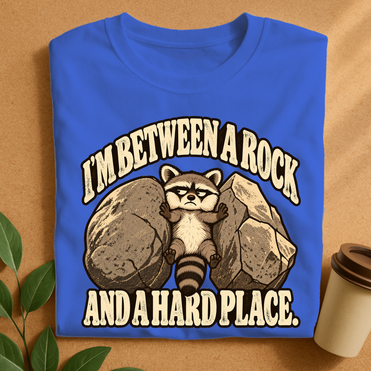 Between a Rock and a Hard Place Raccoon T-Shirt