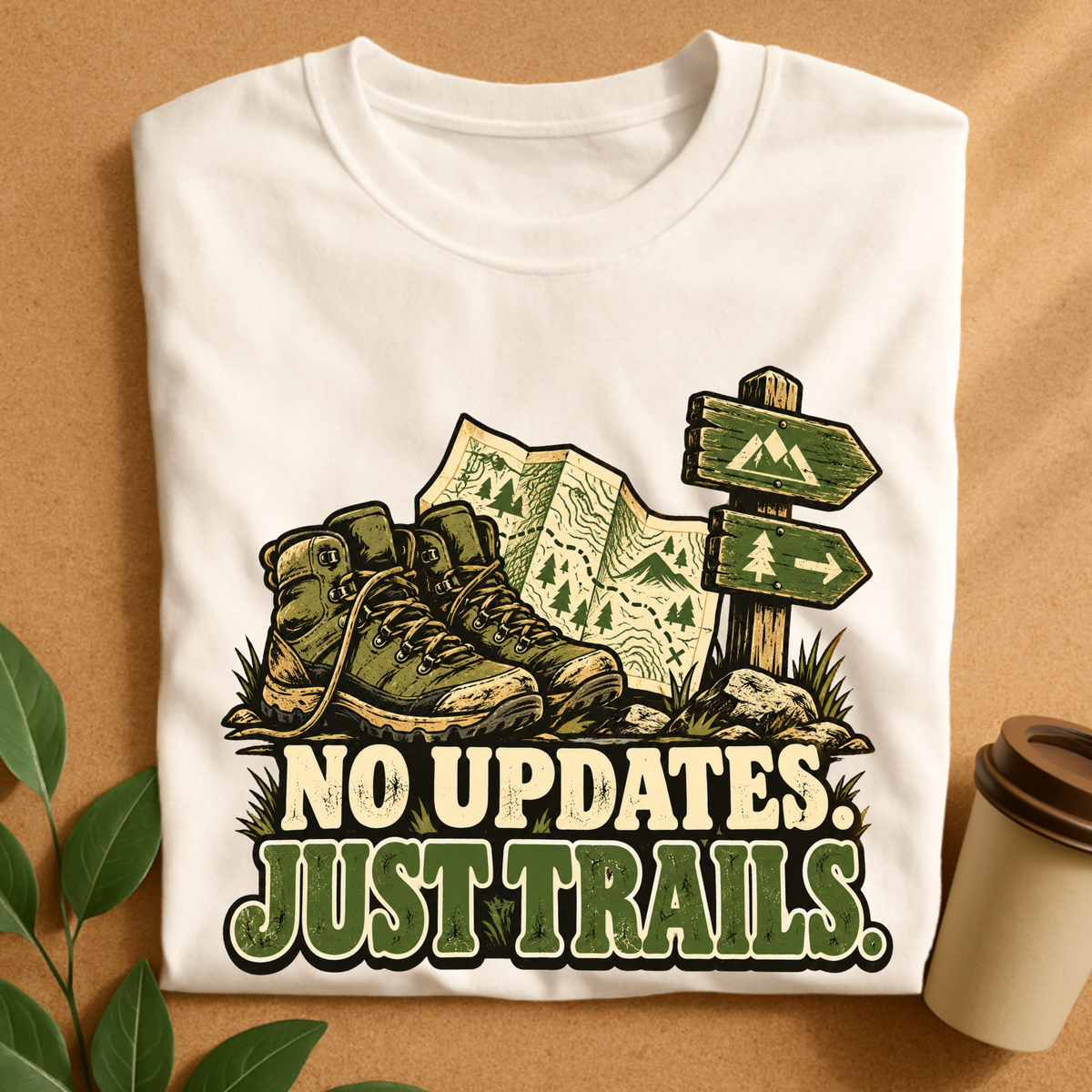 No Updates Just Trails Hiking T-Shirt
