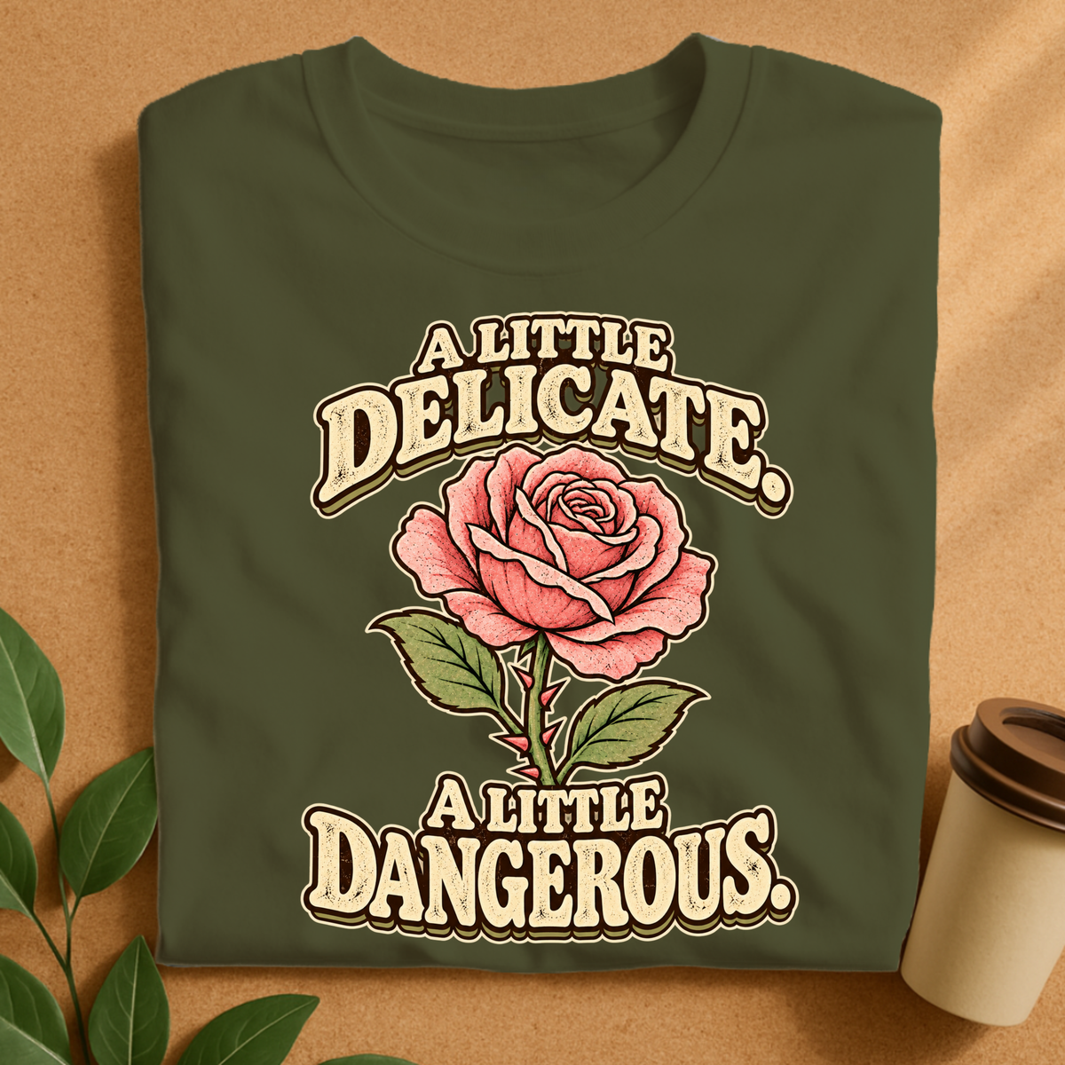 A Little Delicate A Little Dangerous Rose T-Shirt