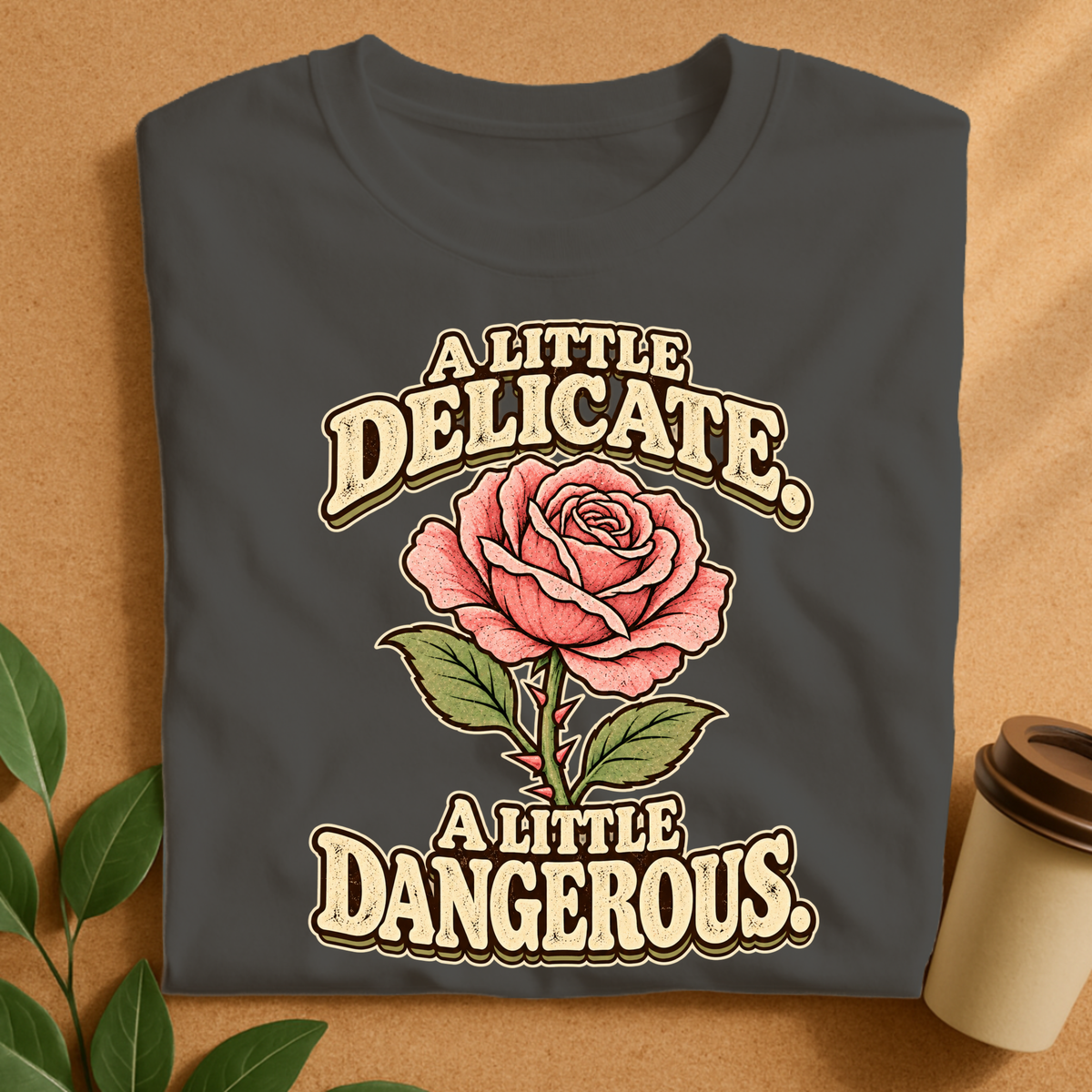 A Little Delicate A Little Dangerous Rose T-Shirt