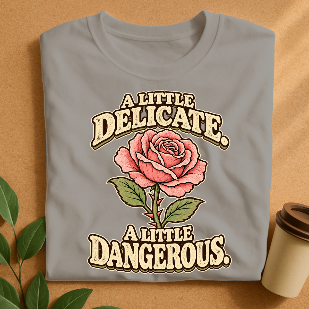 A Little Delicate A Little Dangerous Rose T-Shirt